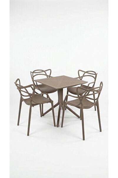 Çavdar Group Santa 4 Kişilik Bistro Set 70x70 Sorty Sabit Masa 4 Adet Santa K...