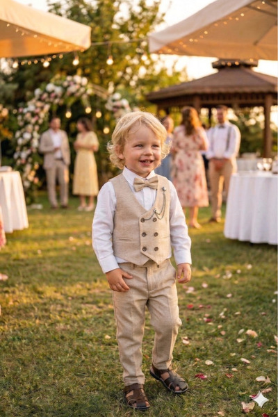 Momivi Kids Baby Boy & Child Bow Tie and Chain Detailed 4-Piece Boy's Special...