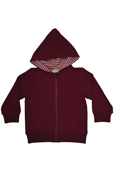 OrganicKid Cranberry Bebek Bordo Kapüşonlu Sweatshirt