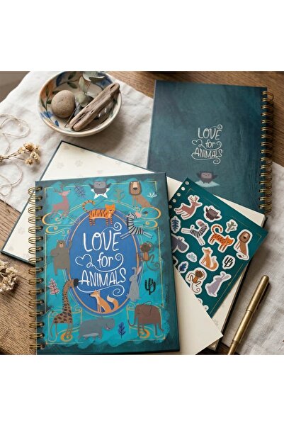 Be Online I Love Animal Collection Stickered Notepad - Hardcover A5 Notebook ...