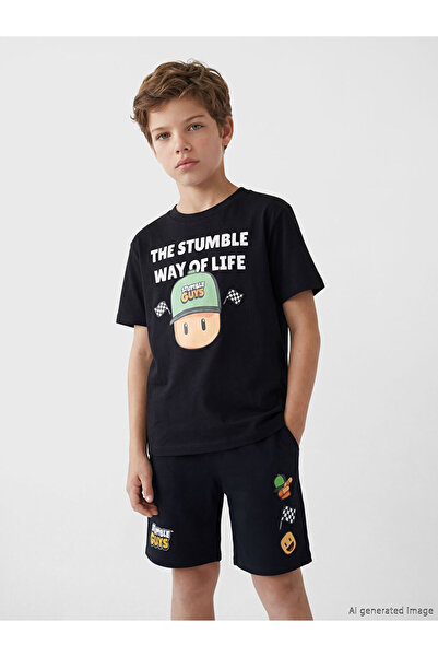 LC Waikiki تي شيرت للأولاد مطبوع عليه Crew Neck Stumble Guys