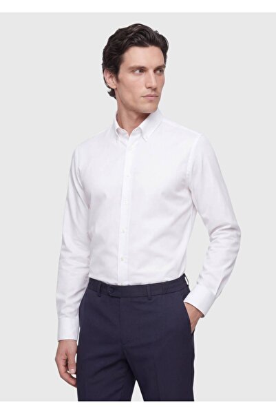 Ramsey Λευκό Πουκάμισο Κλασικό 100% Βαμβάκι με κανονική εφαρμογή