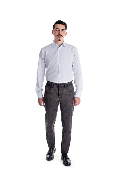 URSACHI Men's casual pants, jeans, cotton, faded black color, zipper and butt...