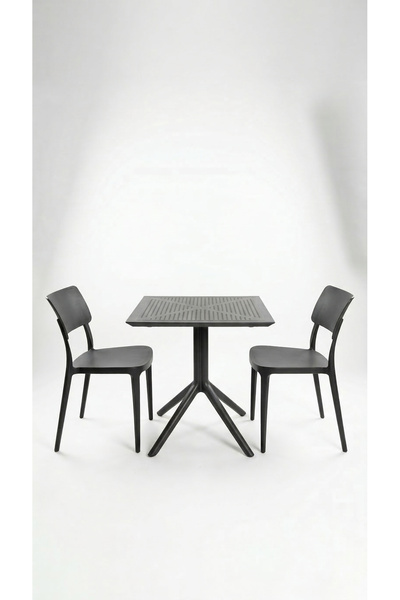 Çavdar Group Zen 2 Kişilik Bistro Set 70x70 Sorty Masa 2 Adet Zen Kolsuz Sand...