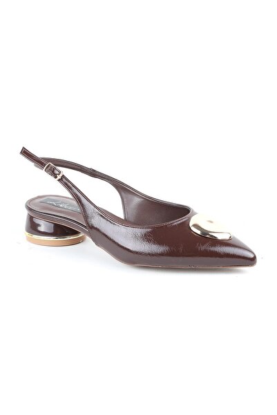 Libero L085.K2311 Shiny Patent Leather Open Back Pointed Toe Women's Slingbac...