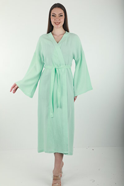 Wild Love Women's 100% Cotton Muslin Fabric Kimono Model Bathrobe / Dressing ...