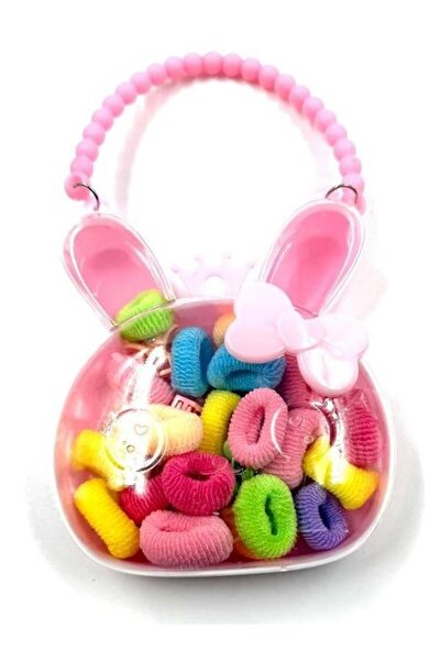 MD Moda Accessories Kız Çocuk Tavşan Kulaklı Pembe Saç Lastiği Seti Boncuk Sa...