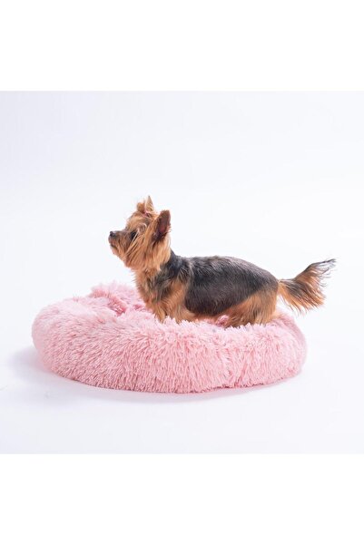Pawstar Pembe Donut Köpek Yatağı Kedi Yatağı Simit Yatak Anti-stress Pet Yata...