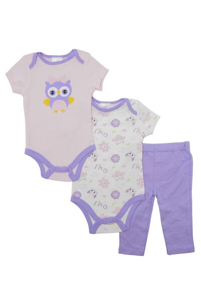 Bambimici - Printed Short Sleeve with Pyjama - 3-Piece, 3M to 12M