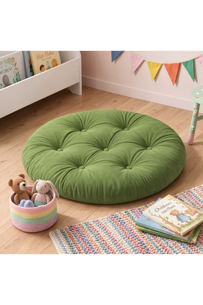 Woodesk Velora 100x100 cm Yer Minderi, Çok Amaçlı Kullanım, Yeşil