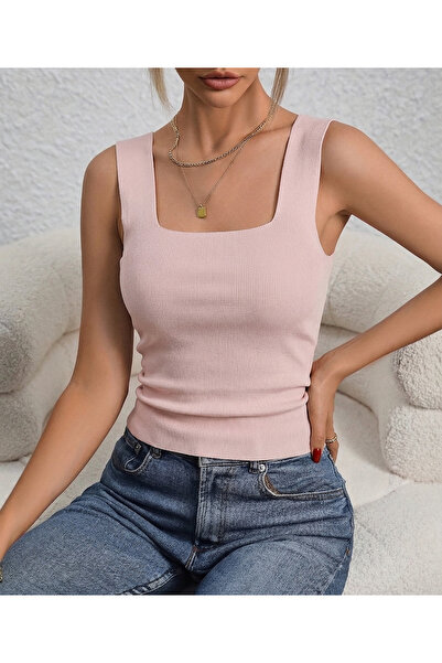 YUSUF CAN KARATAŞ KARATAŞ GİYİM Women's Powder Color Thick Strap Knitwear Cro...