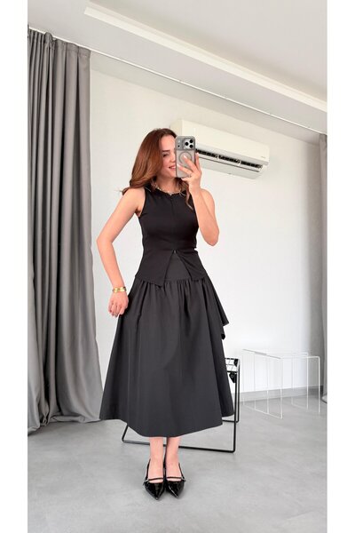 pelin yıldız butik Seul Eşarp Detaylı Etek