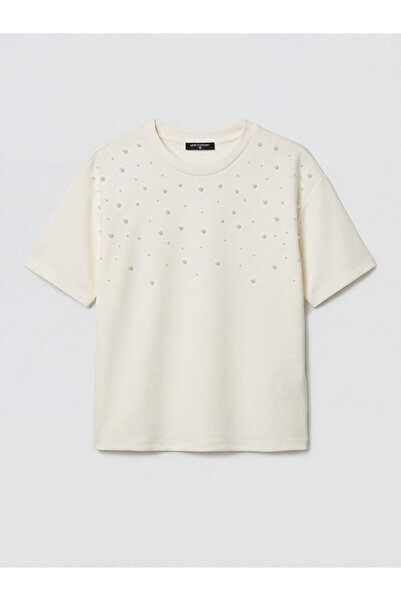 LC Waikiki Lcw Comfortecru Bead Embroidered Women's T-Shirt