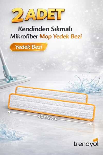 meteshopping Kendinden Sıkmalı Mop Mikrofiber Yedek Bezi - Sadece Bez 2 adet