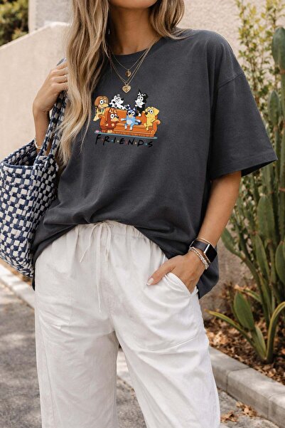 Monila Women's Premium Fabric Printed Oversized T-Shirt