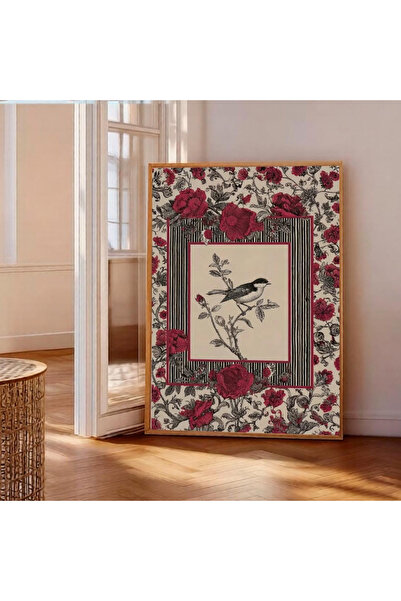 Tuba Decor One Piece Wooden Framed Painting Vintage Bird