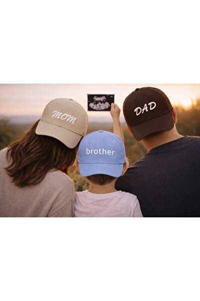 sf collection Mom & Dad & Sister Printed Brown-Cream-Pink 3-Piece Family Matc...