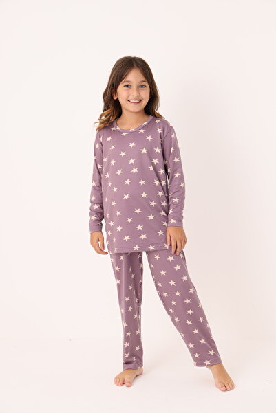 Simmy Kids Kız Çocuk Yıldız Desenli Mor Pijama Takımı