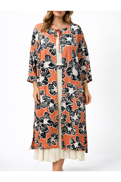 Yena Tekstil Relaxed Fit Cotton Patterned Kimono