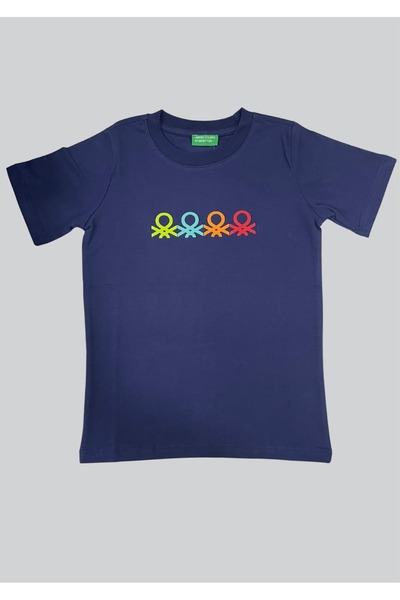 Benetton Тениска United Colors of Children's в тъмносиньо с щамповано лого