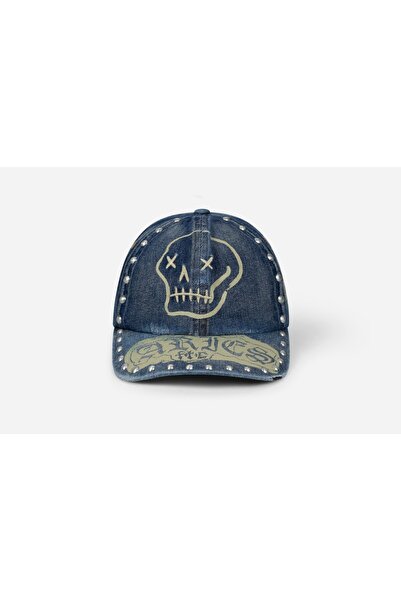 Aries STUDDED MEGA GRAPHIC DENIM CAP