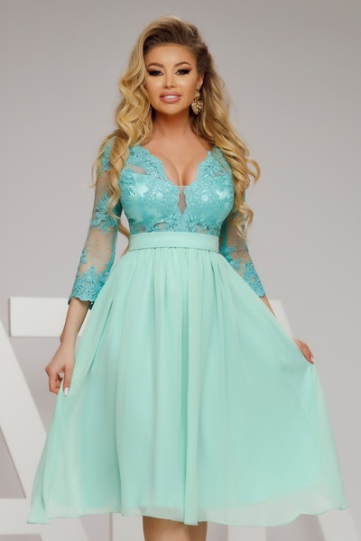 Atmosphere Fashion Mint midi dress with lace bodice,2XL