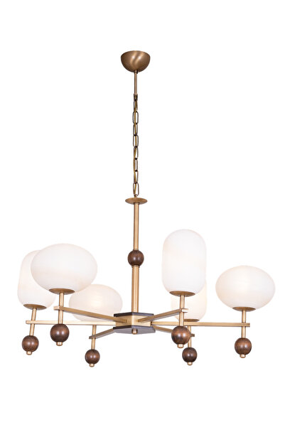 Avonni 1949-6E Eskitme Kaplama Modern Avize E27 Metal Cam H: 80 cm, Ø: 60 cm