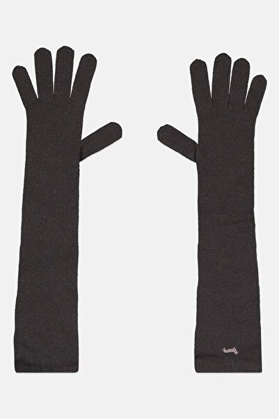 Harmont & Blaine زوج واحد من القفازات النسائية ذات الشعار المطرز، باللون الرمادي