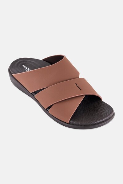 London Fog Men Slip On Arabic Sandals, Brown
