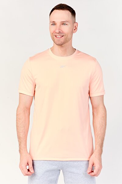 Reebok تي شيرت رياضي للرجال بأكمام قصيرة، لون خوخي