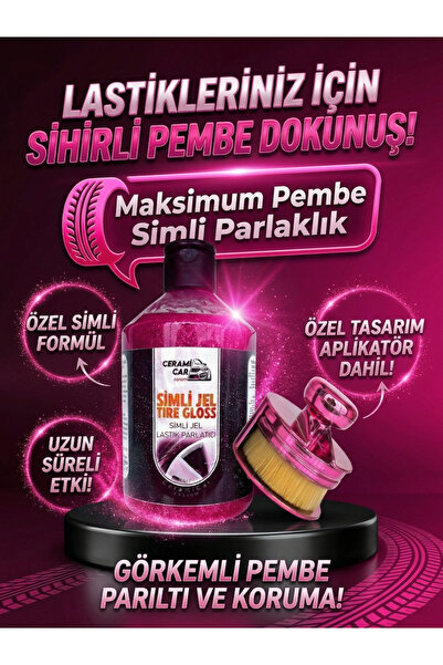 Ceramicar Custom Pembe Simli Jel Lastik Parlatıcı 500ml + Özel PEMBE Uygulama...