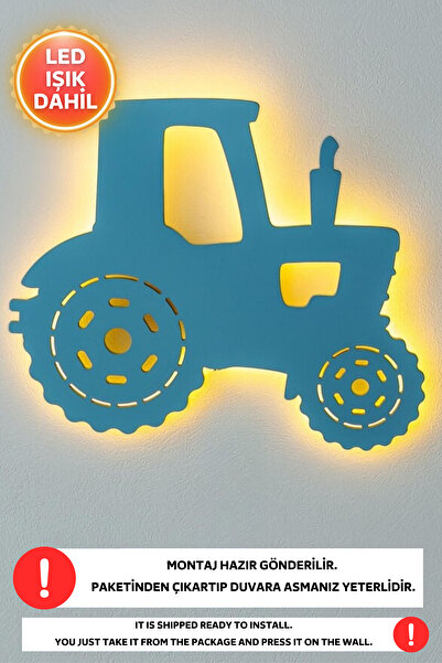 Dekorvin Traktör Gece Lambası Bebek Çocuk Odası Çiftçi Duvar Dekorasyonu Aydı...