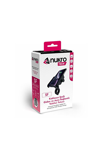 Nukrotech NuktoTech SF Şarjlı Ayna Dibi ve Gidon Bağlantı Aparatlı Telefon Tu...