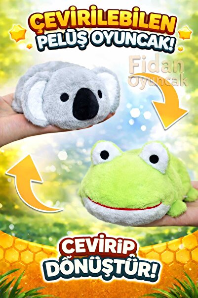 Fidan oyuncak 17 cm Çift Taraflı Dönüşebilen Yumuşak Dokulu Sevimli Peluş Oyu...