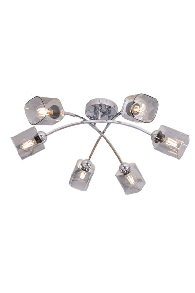 Avonni AR-1930-6K Krom Kaplama Modern Avize E27 Metal Cam H: 28 cm, Ø: 40 cm