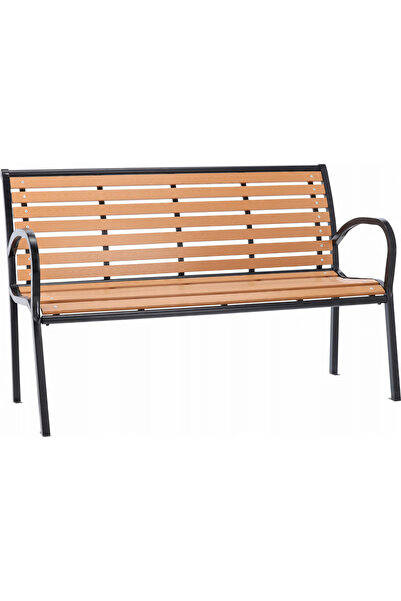 SERSIMO Garden bench with decorative backrest and wood imitation, 125x60x80cm...
