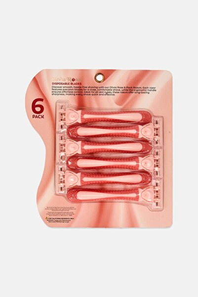 Olivia Rose 6 Pieces Disposable Blades Body Razors, Peach
