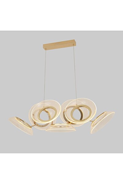 Avonni 55002-7S Sarı Kaplama Klasik Avize LED Metal Pleksi H: 90 cm, WxD: 120...