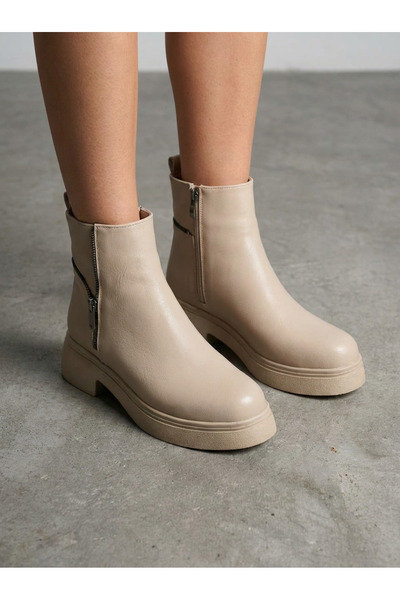 I Love Shoes Γυναικείες μπότες Talvera Μπεζ ματ δερμάτινες