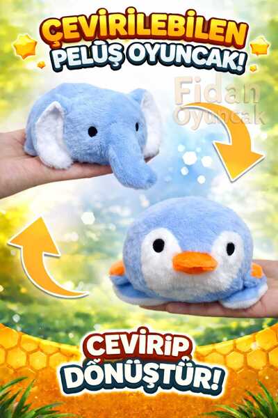 Fidan oyuncak 17 cm Çift Taraflı Dönüşebilen Yumuşak Dokulu Sevimli Peluş Oyu...