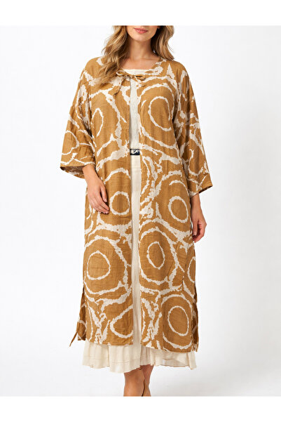 Yena Tekstil Brown Patterned Kimono