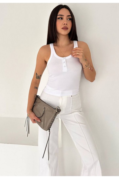 Noa&Noa Γυναικείο Αθλητικό Τοπ με Λουράκια και Λεπτομέρεια με Κουμπώματα