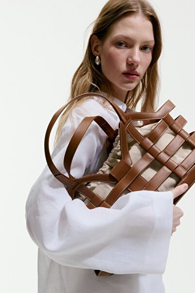 H&M Büzgü Bağı Detaylı Büyük Tote Çanta
