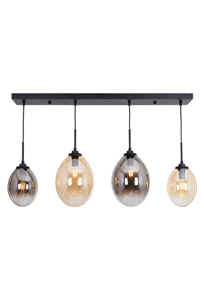 Avonni 1959-4Y-BSY Siyah Boya Modern Avize E14 Metal Cam H: 80 cm, WxD: 18x80 cm
