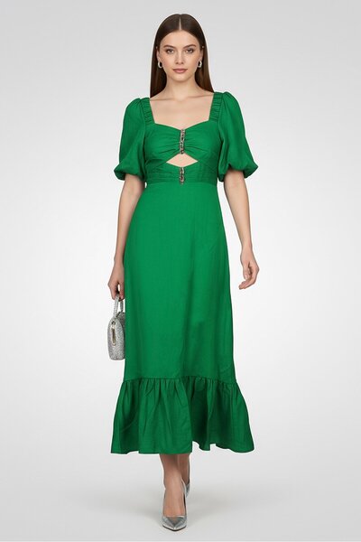 SANDRO Women Plain Maxi Dress, Green