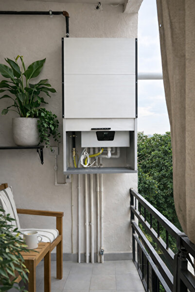 KUZEY KOMBİ PLASTİK PVC Kombi Dolabı En×Boy×Der: 58×132×40 cm Balkon İç-Dış M...