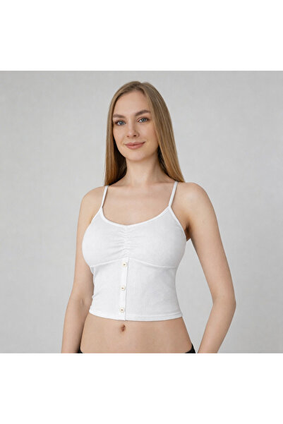 CANSUR Women's 2 and 4 Piece Set Cotton Buttoned Crop Thin Strap Athlete Set