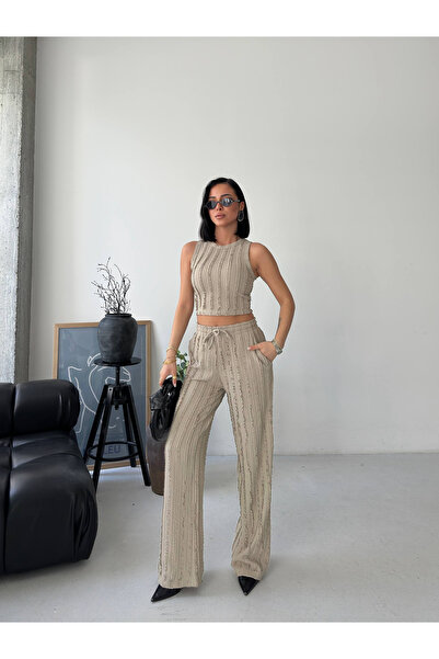 Lamierra Set dublu din twill cu halter