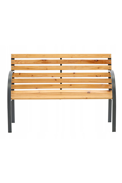 SERSIMO Bancă de grădină din lemn și oțel cu spătar, 120x60x80cm, lemn/gri