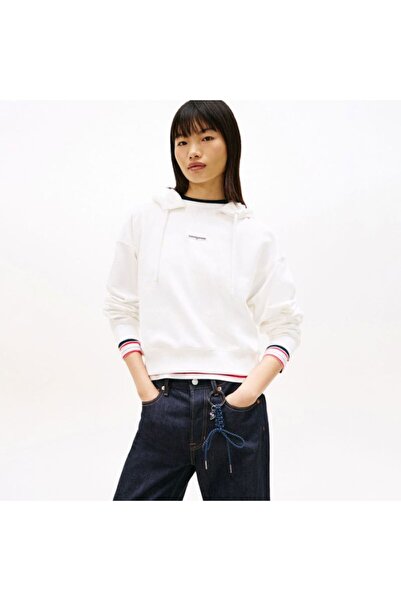 Tommy Hilfiger Χανόρακ ΤΖΤΒγιάι ΣΒΙ Φούτερ με Κουκούλα με Ετικέτα Κειμένου